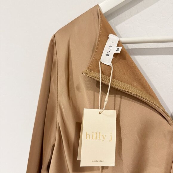 NWT‎ Billy J Brigitte Brown Satin Maxi Dress Plus Size 20 - Picture 8 of 11